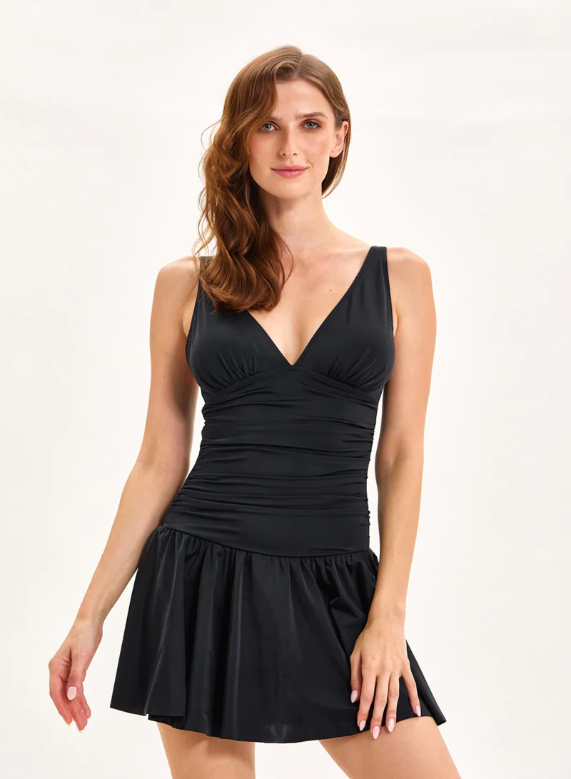 أرجنتو فستان سباحة صيفي بياقة على شكل حرف